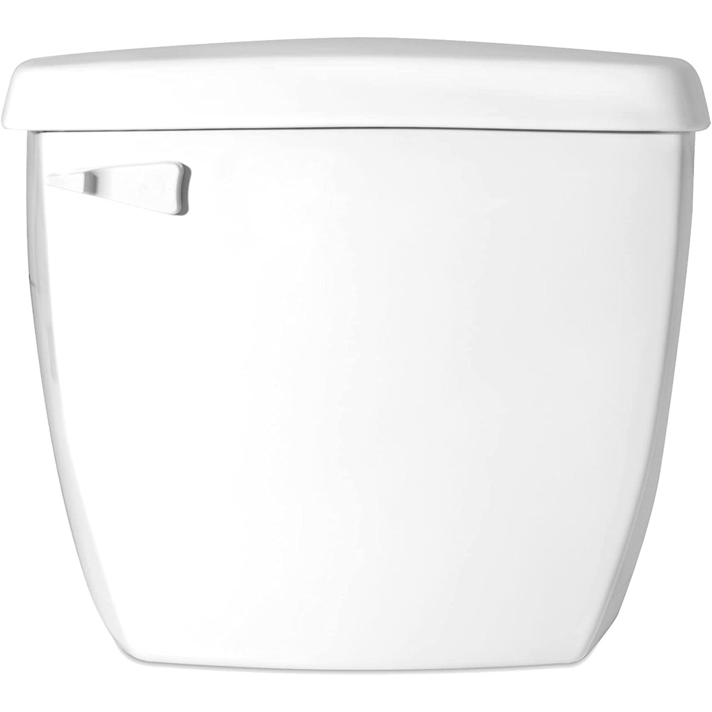 White insulated toilet tank with a sleek rectangular design, featuring fill and flush valves and an ADA-compliant macerator. The tank is insulated to reduce noise and condensation for a quieter, cleaner bathroom experience.