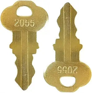 A brass Key 2055 blank with a solid, rectangular head and smooth blade, designed for standard locks; sturdy and reliable for everyday key cutting and locksmith use